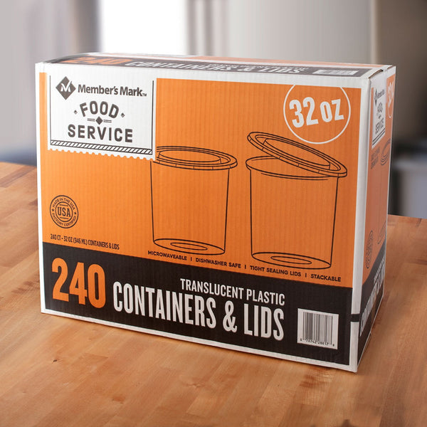 Member's Mark Deli Plastic Containers w/ Lids (32 oz., 240 ct.)