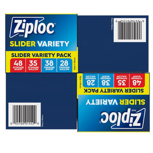Ziploc Gallon Quart Freezer and Storage Slider Bags Variety Pack, Power Shield Technology, 149 ct.