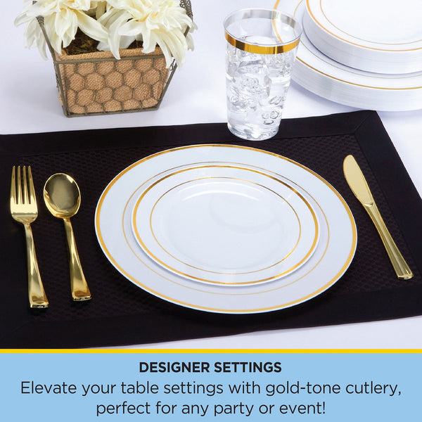 Tableluxe Premium Disposable Gold Colored Plastic Cutlery, 180 ct.