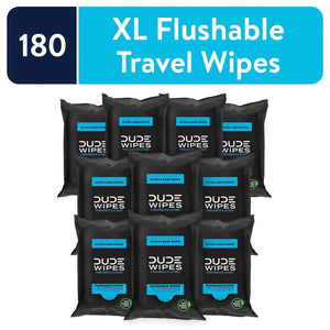 DUDE WIPES  XL Flushable Wipes, Fragrance Free, 10 ct., 180 wipes