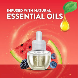 Air Wick Plug In Scented Oil Air Freshener, Refreshing Watermelon & Berries, 1 warmer + 6 refills