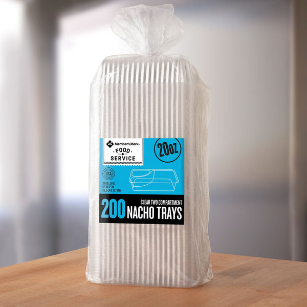 Member's Mark Clear 2-Compartment Nacho Trays 6.5" x 5