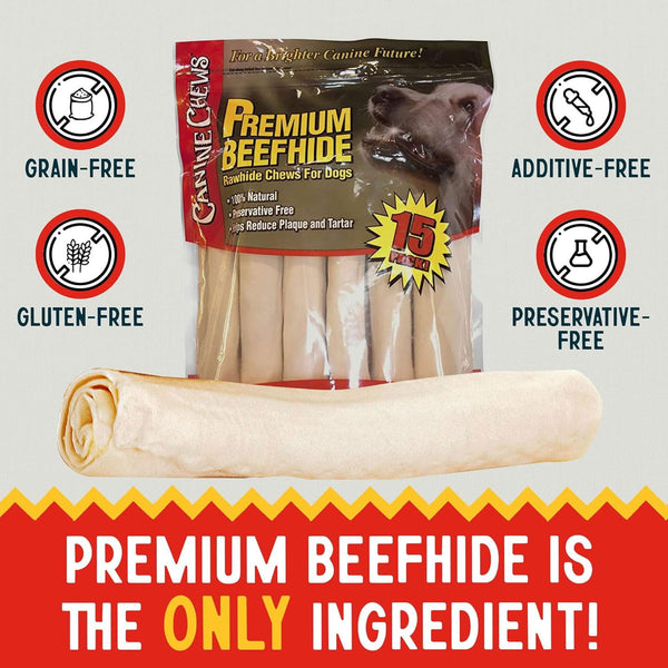 Canine Chews Premium All-Natural Beef Hide Canine Retrievers, 15 ct.