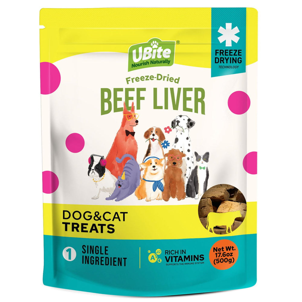 UBite Raw Bits Freeze-Dried Beef Liver Dog + Cat Treats, 17 oz.