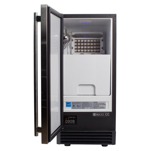 Maxx Ice Freestanding Icemaker with Drain Pump, Stainless Steel and Black (65 lbs.)