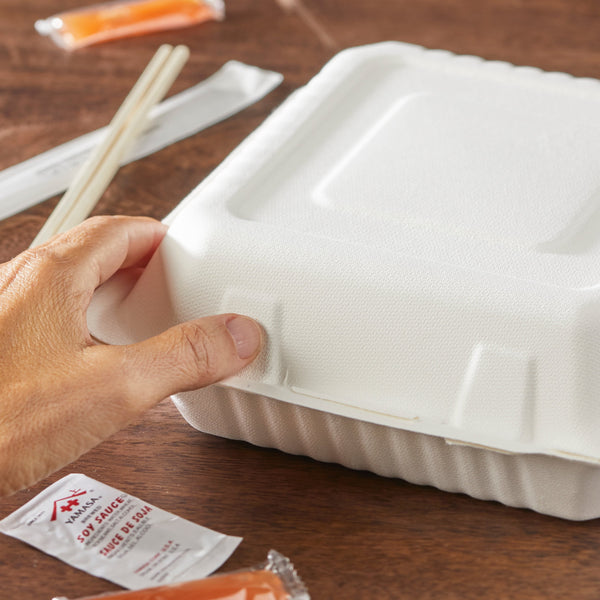 Hefty ECOSAVE 3-Compartment Hinged Lid Container, 9" x 9