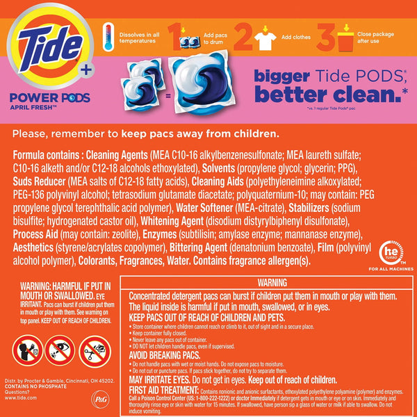 Tide Power PODs Downy Soft Boosters Laundry Detergent Pacs, April Fresh, 72 ct.