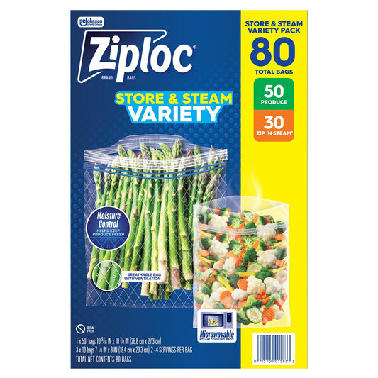 Ziploc Store & Steam Variety Pack, 80ct.