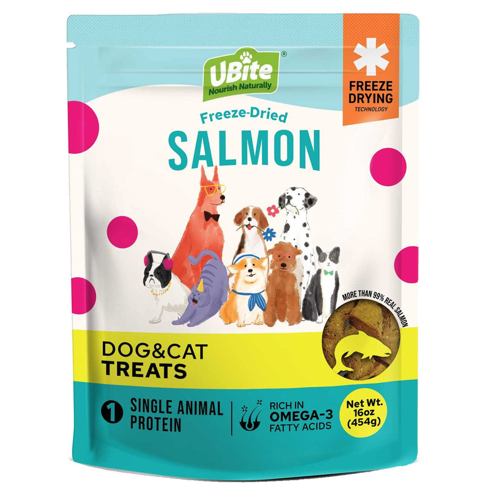 UBite Adult Dog and Cat Salmon Freeze Dried Treats, 16 oz.