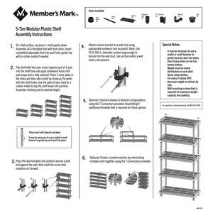 Member's Mark 5-Tier Heavy-Duty Shelf, 48""W x 20""D x 72""H